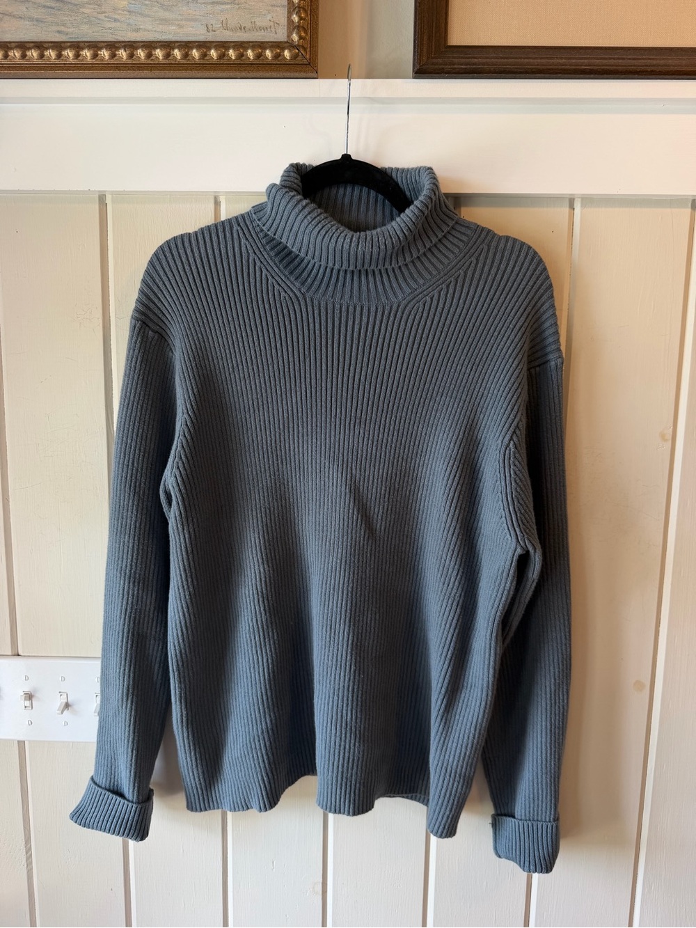 Women’s J. Crew Ribbed Turtleneck Sweater - Slate Gray Blue, Size XL